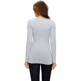 Made by Johnny Women's Stretch V Neck Long Sleeve Top Gray Medium