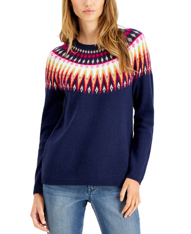 Style & Co Women's Fair Isle Long Sleeve Pullover Sweater