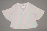 A New Day Women's Striped Ruffle Sleeve Shine Blouse Shirt Top