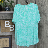 Susan Graver Size Plus Printed Liquid Knit Short Sleeve U-Neck Top