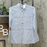 NWT Lemon Way Womens Railroad Striped Denim Jacket. 640527 Small