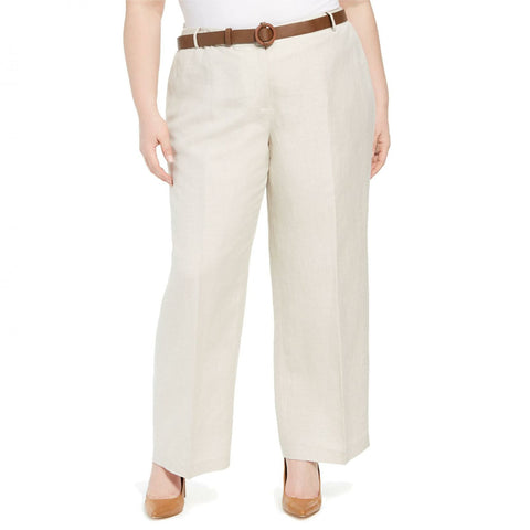 NWT Calvin Klein Plus Size Belted Wide-Leg Linen Pants. W0BK5222 22W