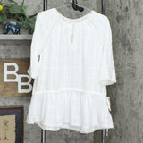 Who What Wear Women's Crochet Trim Side Tie Blouse White Feather Large