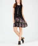 Style & Co. Women's Floral Printed Swing Dress. 100044622PT Black PP