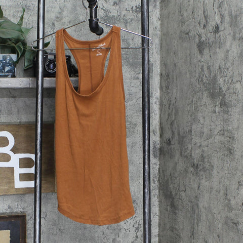 Universal Thread Women's Slim Fit Rib Racerback Tank Top Rust Orange Small