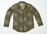Gilligan & O'Malley Women's Long Sleeve Satin Pajama Top Cheetah Print Small