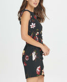 DKNY Women's Floral Print Sleeveless Ruched Sheath Dress