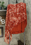 DG2 by Diane Gilman Knit Top With Asymmetric Chiffon Overlay Rust XL