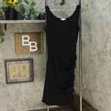 Skinnygirl Women's Connie Side Ruched Midi Tank Dress Black Large