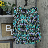 Susan Graver Women's Floral Liquid Knit Long Sleeve Peasant Top