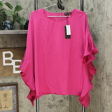 DG2 by Diane Gilman Women's Side Pleated Pullover Poncho Blouse
