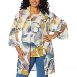 MarlaWynne WynneLayers Women's Printed Shadow Leaf Duster Cardigan
