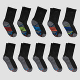 Hanes Premium Hanes Boys' 10pk Premium Crew Athletic Socks Black Multi M