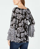 INC International Concepts Women's Floral-Print Tiered Ruffle Peasant Top