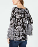 INC International Concepts Women's Floral-Print Tiered Ruffle Peasant Top