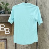 Isaac Mizrahi Live! Essentials V Neck Elbow Sleeve Tunic Top Island Breeze Small