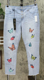 DG2 by Diane Gilman Women's Embroidered Pull-On Exposed Buttons Jeans