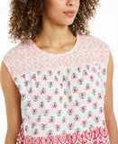 Style & Co. Women's Cotton Tiered Printed Top Spring Embrace Medium