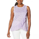 DG2 by Diane Gilman Women's Plus Size Burnout Ruffle Tank Top