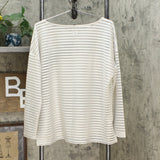 MarlaWynne WynneLayers Women's Sheer Stripe Bateau Neck Pullover Top