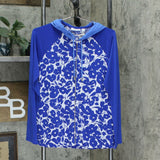 Susan Graver Women's Floral Colorblock Liquid Knit Zip-Front Hoodie Jacket