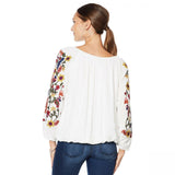 Colleen Lopez Women's Plus Size Embroidered Peasant Blouse
