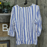 Style & Co. Split Neck Woven Blouse With Tassle Ties Diamond Line XL