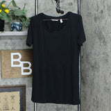 AnyBody Women's Seamed Short Sleeve Peplum Tunic Top Black Medium