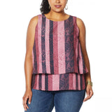 DG2 by Diane Gilman Women's Printed Media Easy Tank Top Wine Snake 3X