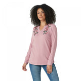 Denim & Co. Women's Waffle Knit Long-Sleeve Split V-Neck Top