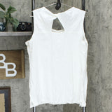Denim & Co. Women's Scoop Neck Tank Top with Twisted Back White Large