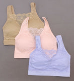 Rhonda Shear 3 Pack Ahh Bras with Lace Overlay And Removable Pads