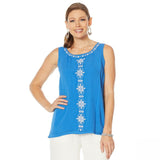 Curations Women's Embroidered Gauze Tank Top