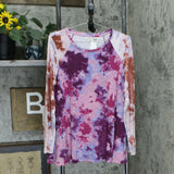 LOGO by Lori Goldstein Women's Colorblock Shoulder Tie-Dye Tunic Top