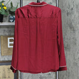 Stars Above Women's 2pc Satin Long Sleeve Top and Shorts Pajama Set Red XL