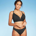 Shade & Shore Women's Lightly Lined V-Wire Ribbed Bikini Top