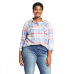 NWT Ava Viv Women's Plus Size Long-Sleeve Button-Down Shirt Blouse Top Plus X