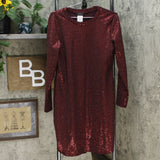 B Darlin Women's Plus Size Trendy Sequined Bodycon Dress Wine/Gold 14W