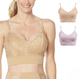 Rhonda Shear 2 Pack Lace Leisure Bras With Removable Pads Nude / Pink 1X