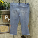 DG2 by Diane Gilman Women's Plus Size Embroidered Kick Flare Crop Jeans