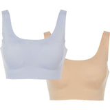 Rhonda Shear 2 Pack Invisible Body Bras with Removable Pads Nude / Blue 3X