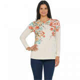 Studio by Denim & Co Plus Size Floral Print Long Sleeve Knit Top