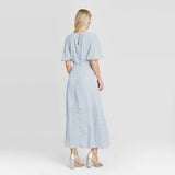 Who What Wear Women's Flutter Sleeve Paneled Maxi Dress
