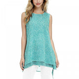 Fever Women's Asymmetrical Double Layer Chiffon Tunic Blouse