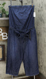 Colleen Lopez Women's Strapless Belted Chambray Denim Jumpsuit