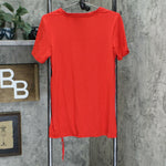 Cuddl Duds Women's Flexwear V Neck Tee With Side Tie Victorian Red Small