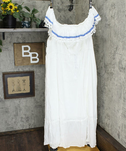 Vince Camuto Ruffled Off-the-Shoulder Belted Maxi Dress Ultra White Plus 3X