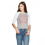Modern Lux Women's ROSE OVER ROSES Wine Raglan 3/4 Sleeve Baseball T-Shirt
