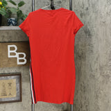 Tommy Hilfiger Women's Embroidered Logo Side Stripe T-Shirt Dress Red Medium