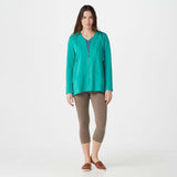 LOGO by Lori Goldstein Lounge French Terry Zip Front Hoodie Jade Medium